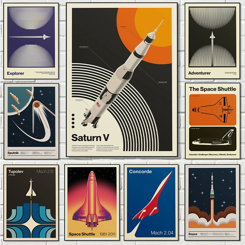 Star Map Poster - Retro บทคัดย่อกระสวยอวกาศ Sputnik Minimalist โปสเตอร์และพิมพ์ผ้าใบพิมพ์ภาพผนังศิลปะสําหรับห้องนั่งเล่นตกแต่งบ้าน